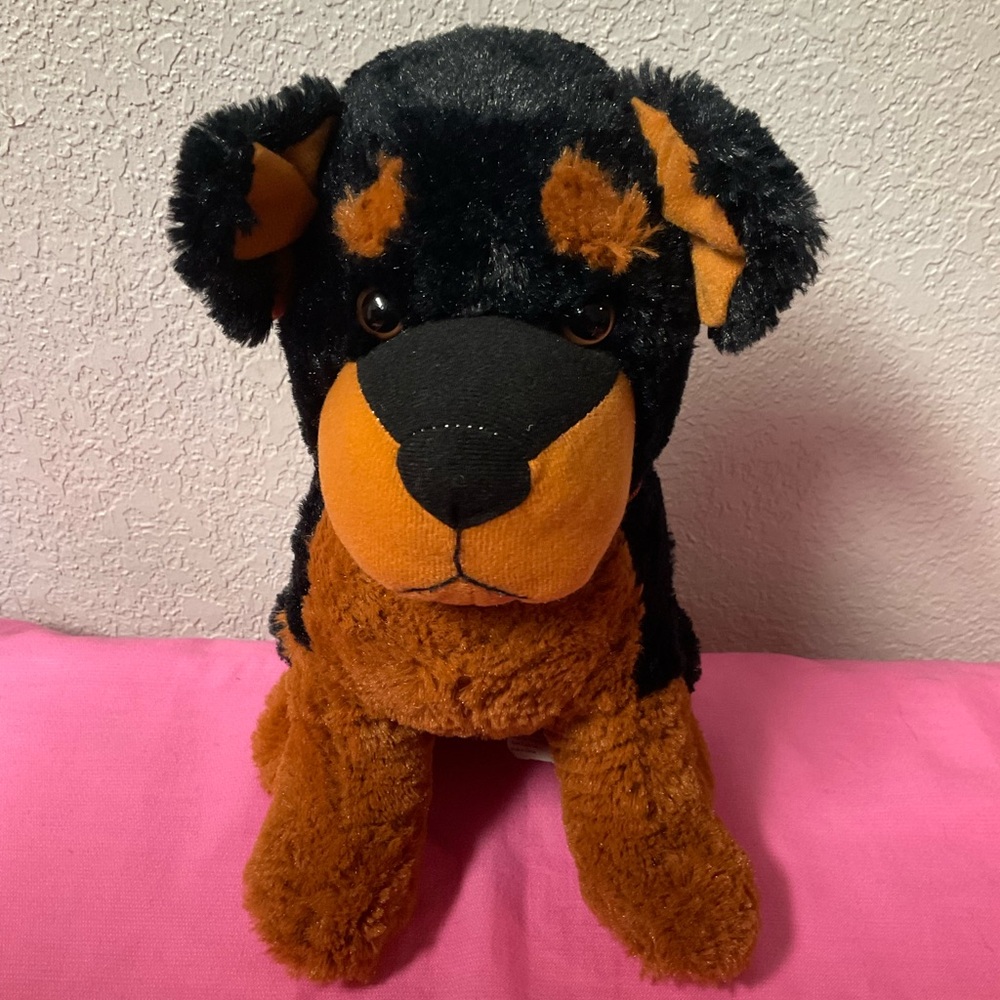 Plush Rottweiler Dog Toy - Black and Brown